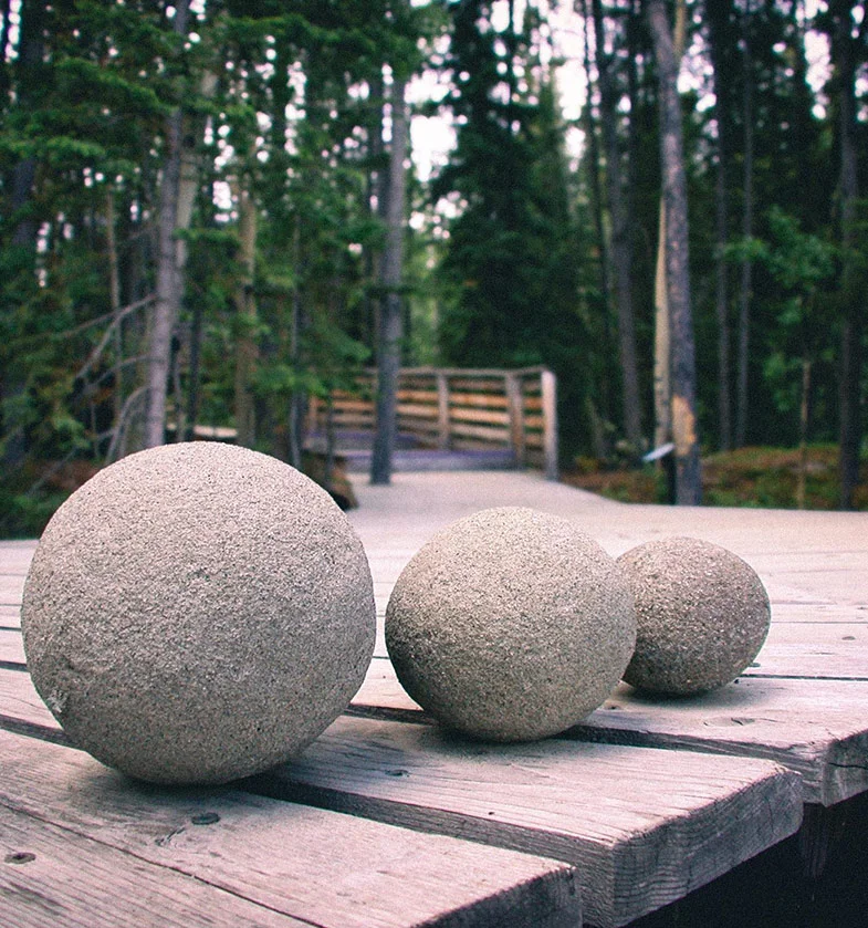 Round Stones on Forest Boardwalk